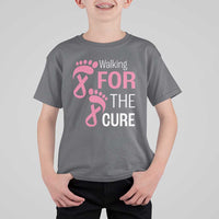 Breast Cancer Awareness T Shirt For Kid Walking For The Cure Pink Ribbon Footprints - Wonder Print Shop