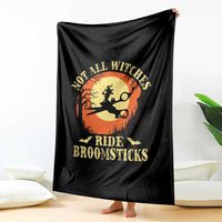 Funny Lesbian Witch Halloween Throw Blanket Not All Witches Ride Broomsticks - Wonder Print Shop