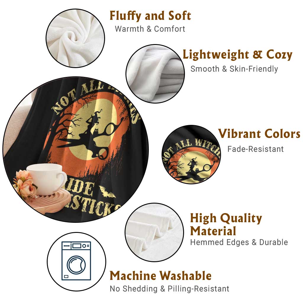 Funny Lesbian Witch Halloween Throw Blanket Not All Witches Ride Broomsticks - Wonder Print Shop