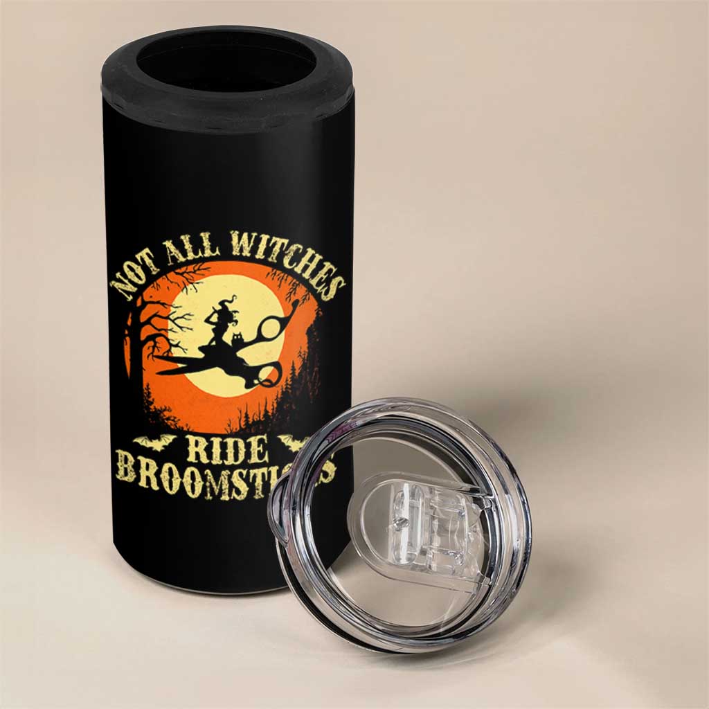 Funny Lesbian Witch Halloween 4 in 1 Can Cooler Tumbler Not All Witches Ride Broomsticks - Wonder Print Shop