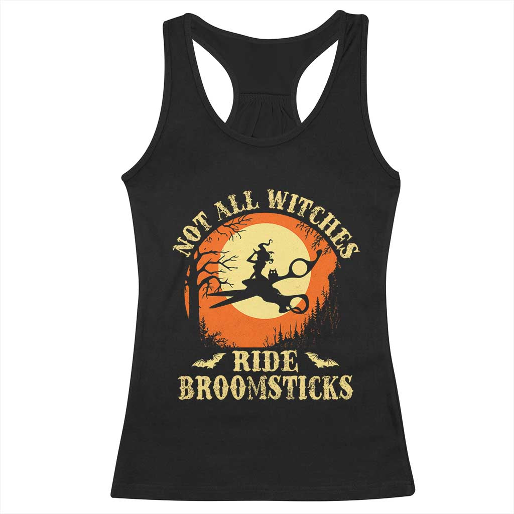 Funny Lesbian Witch Halloween Racerback Tank Top Not All Witches Ride Broomsticks - Wonder Print Shop