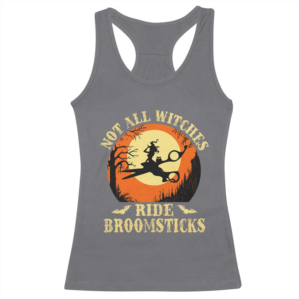 Funny Lesbian Witch Halloween Racerback Tank Top Not All Witches Ride Broomsticks - Wonder Print Shop