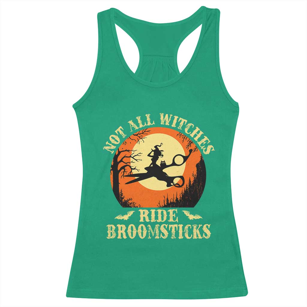 Funny Lesbian Witch Halloween Racerback Tank Top Not All Witches Ride Broomsticks - Wonder Print Shop