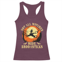Funny Lesbian Witch Halloween Racerback Tank Top Not All Witches Ride Broomsticks - Wonder Print Shop