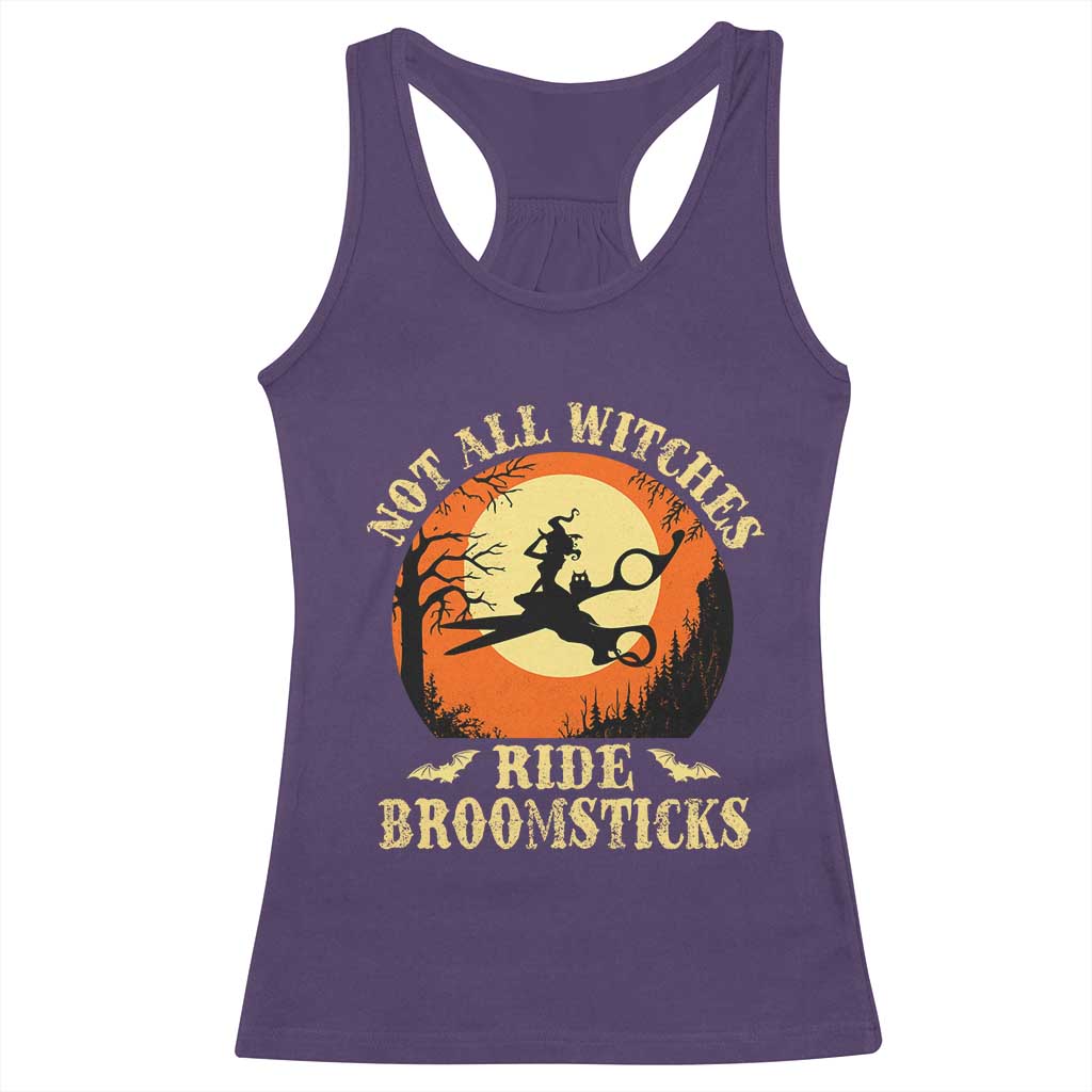 Funny Lesbian Witch Halloween Racerback Tank Top Not All Witches Ride Broomsticks - Wonder Print Shop