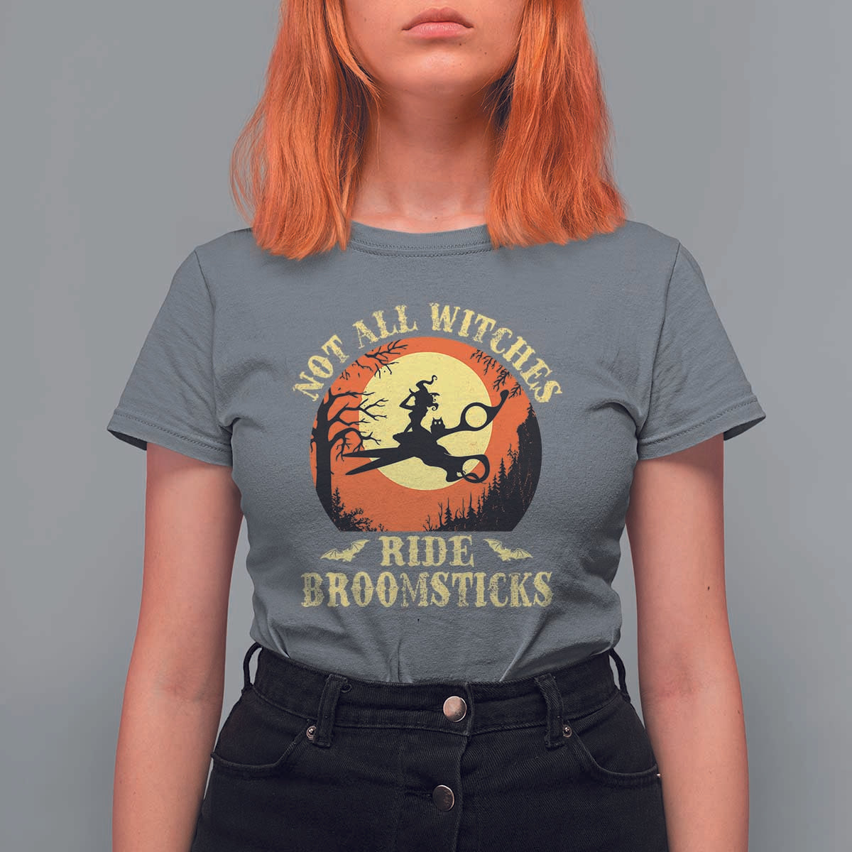 Funny Lesbian Witch Halloween T Shirt For Women Not All Witches Ride Broomsticks - Wonder Print Shop