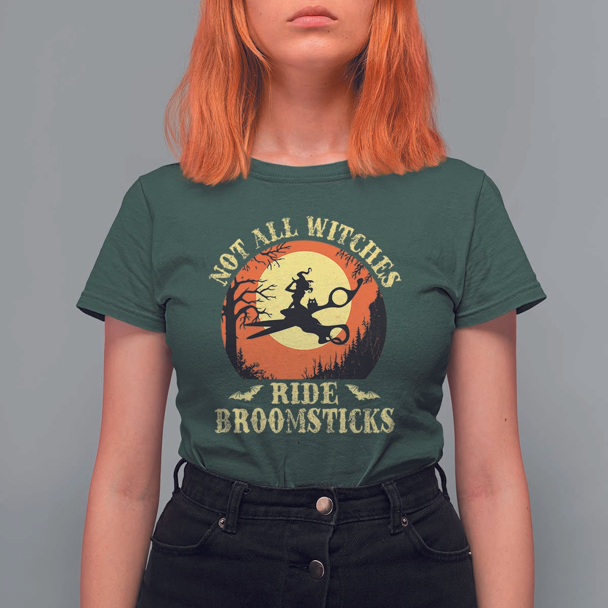 Funny Lesbian Witch Halloween T Shirt For Women Not All Witches Ride Broomsticks - Wonder Print Shop