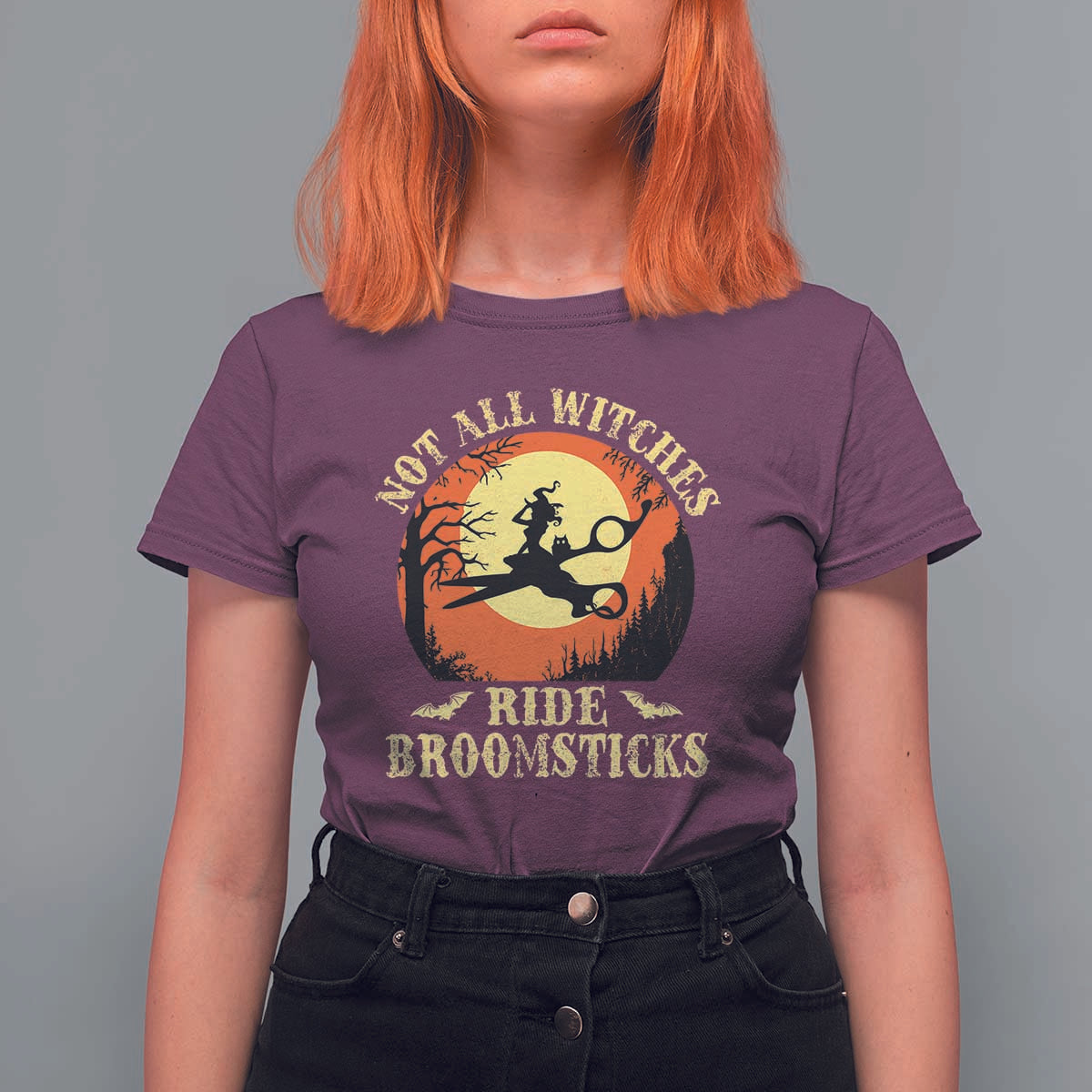 Funny Lesbian Witch Halloween T Shirt For Women Not All Witches Ride Broomsticks - Wonder Print Shop