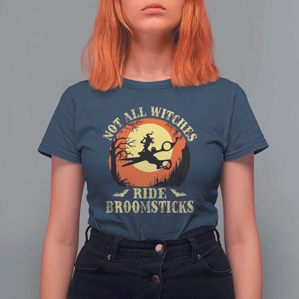 Funny Lesbian Witch Halloween T Shirt For Women Not All Witches Ride Broomsticks - Wonder Print Shop