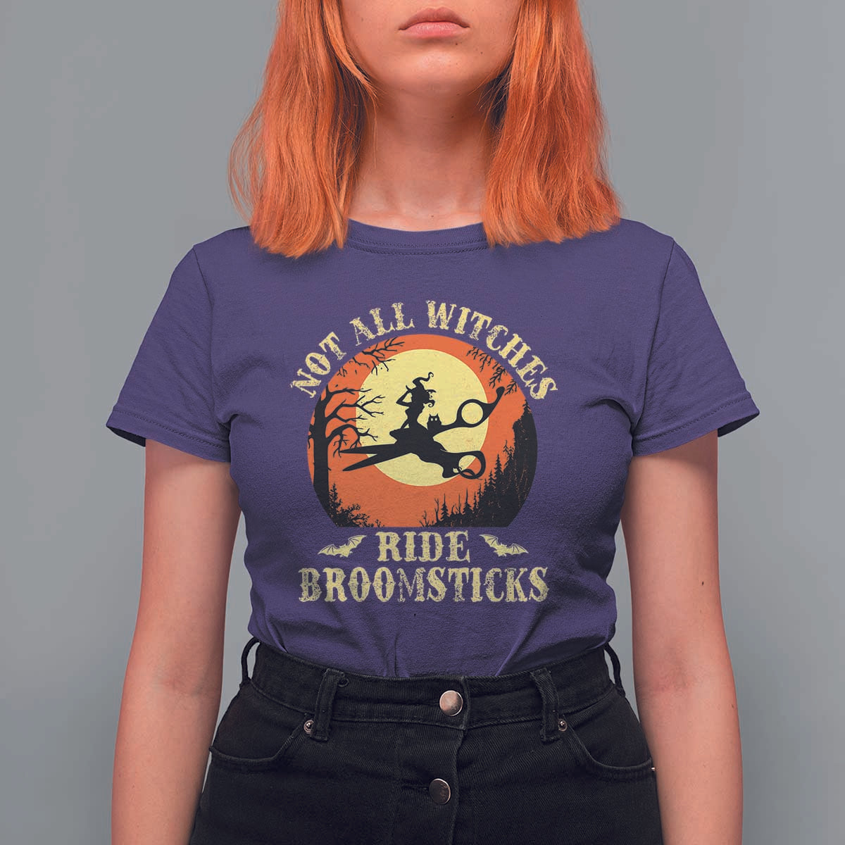 Funny Lesbian Witch Halloween T Shirt For Women Not All Witches Ride Broomsticks - Wonder Print Shop