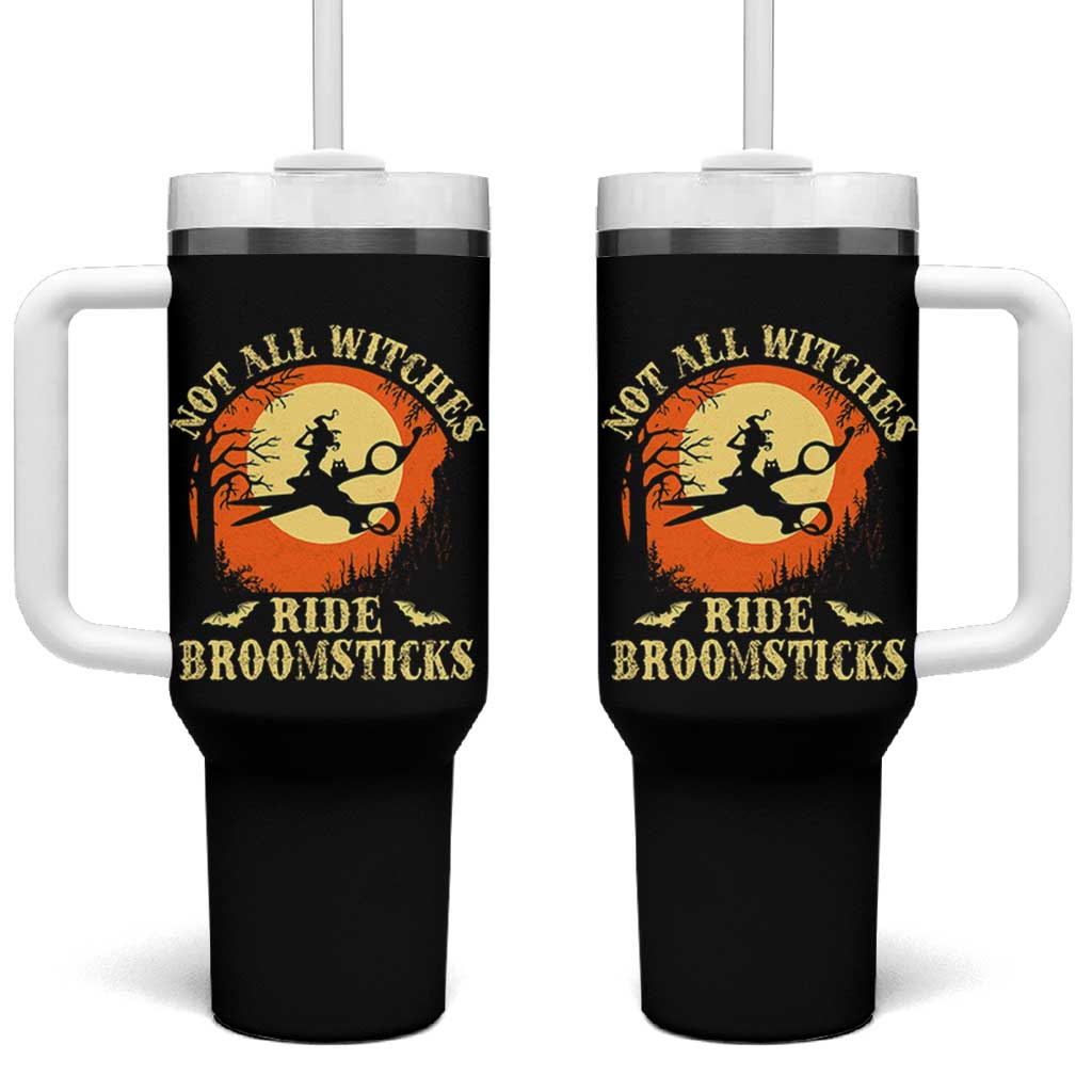 Funny Lesbian Witch Halloween Tumbler With Handle Not All Witches Ride Broomsticks - Wonder Print Shop
