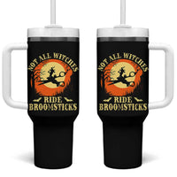 Funny Lesbian Witch Halloween Tumbler With Handle Not All Witches Ride Broomsticks - Wonder Print Shop