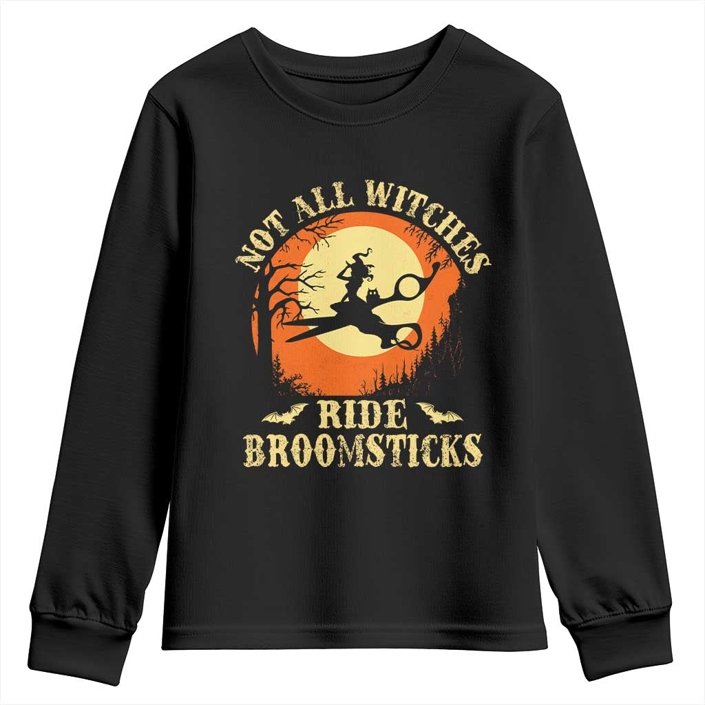 Funny Lesbian Witch Halloween Youth Sweatshirt Not All Witches Ride Broomsticks - Wonder Print Shop