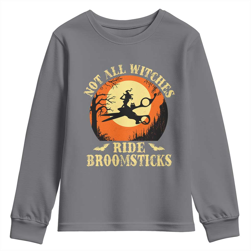 Funny Lesbian Witch Halloween Youth Sweatshirt Not All Witches Ride Broomsticks - Wonder Print Shop