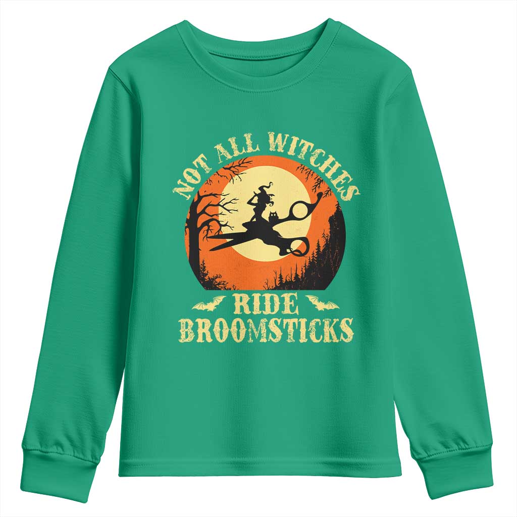 Funny Lesbian Witch Halloween Youth Sweatshirt Not All Witches Ride Broomsticks - Wonder Print Shop
