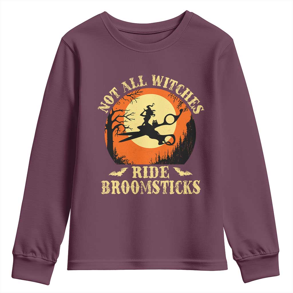 Funny Lesbian Witch Halloween Youth Sweatshirt Not All Witches Ride Broomsticks - Wonder Print Shop