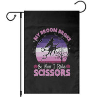 Funny Lesbian Witch Halloween Garden Flag My Broom Broke So Now I Ride Scissors - Wonder Print Shop