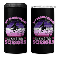 Funny Lesbian Witch Halloween 4 in 1 Can Cooler Tumbler My Broom Broke So Now I Ride Scissors - Wonder Print Shop