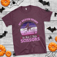 Funny Lesbian Witch Halloween T Shirt My Broom Broke So Now I Ride Scissors - Wonder Print Shop