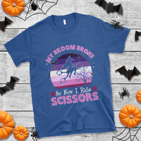 Funny Lesbian Witch Halloween T Shirt My Broom Broke So Now I Ride Scissors - Wonder Print Shop