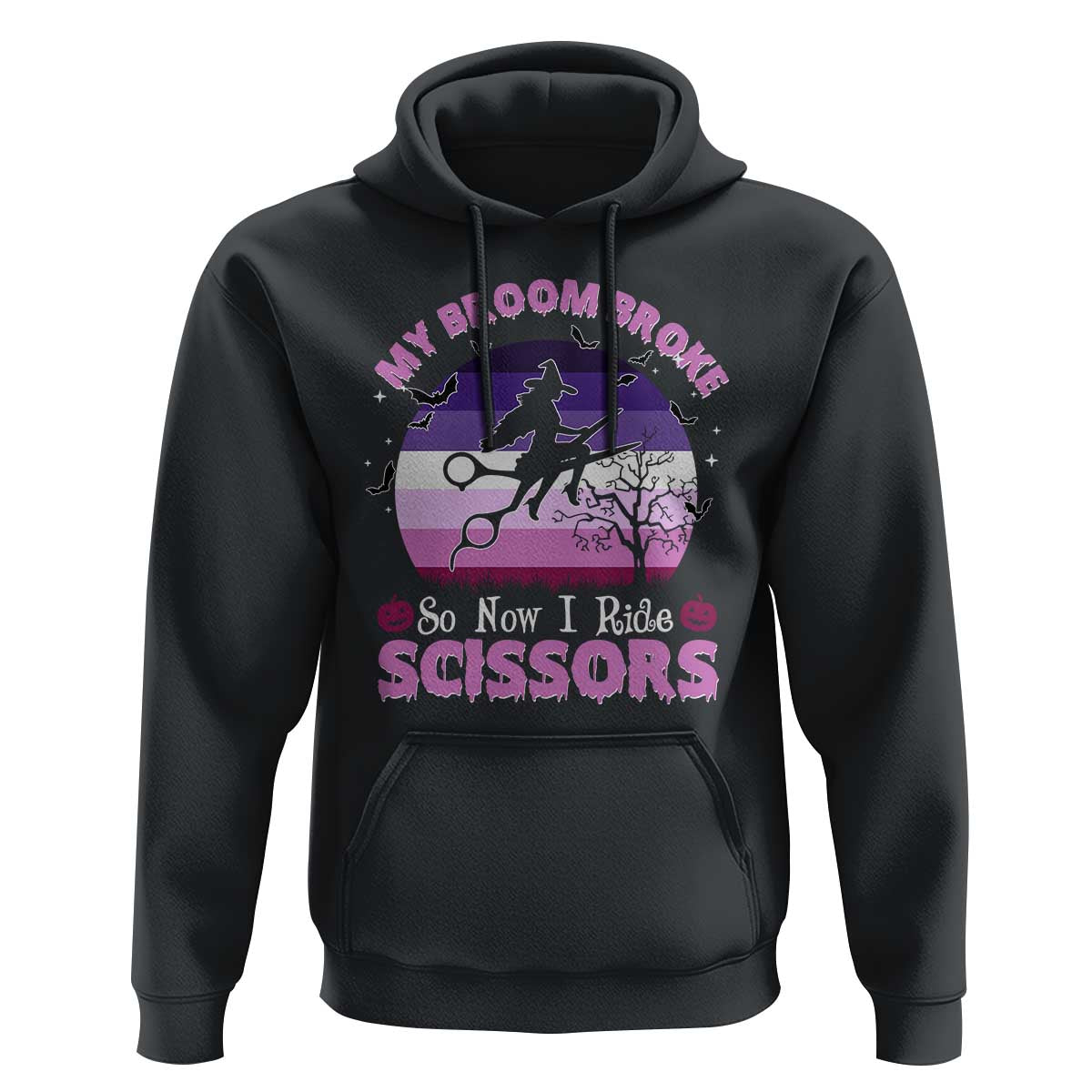 Funny Lesbian Witch Halloween Hoodie My Broom Broke So Now I Ride Scissors - Wonder Print Shop