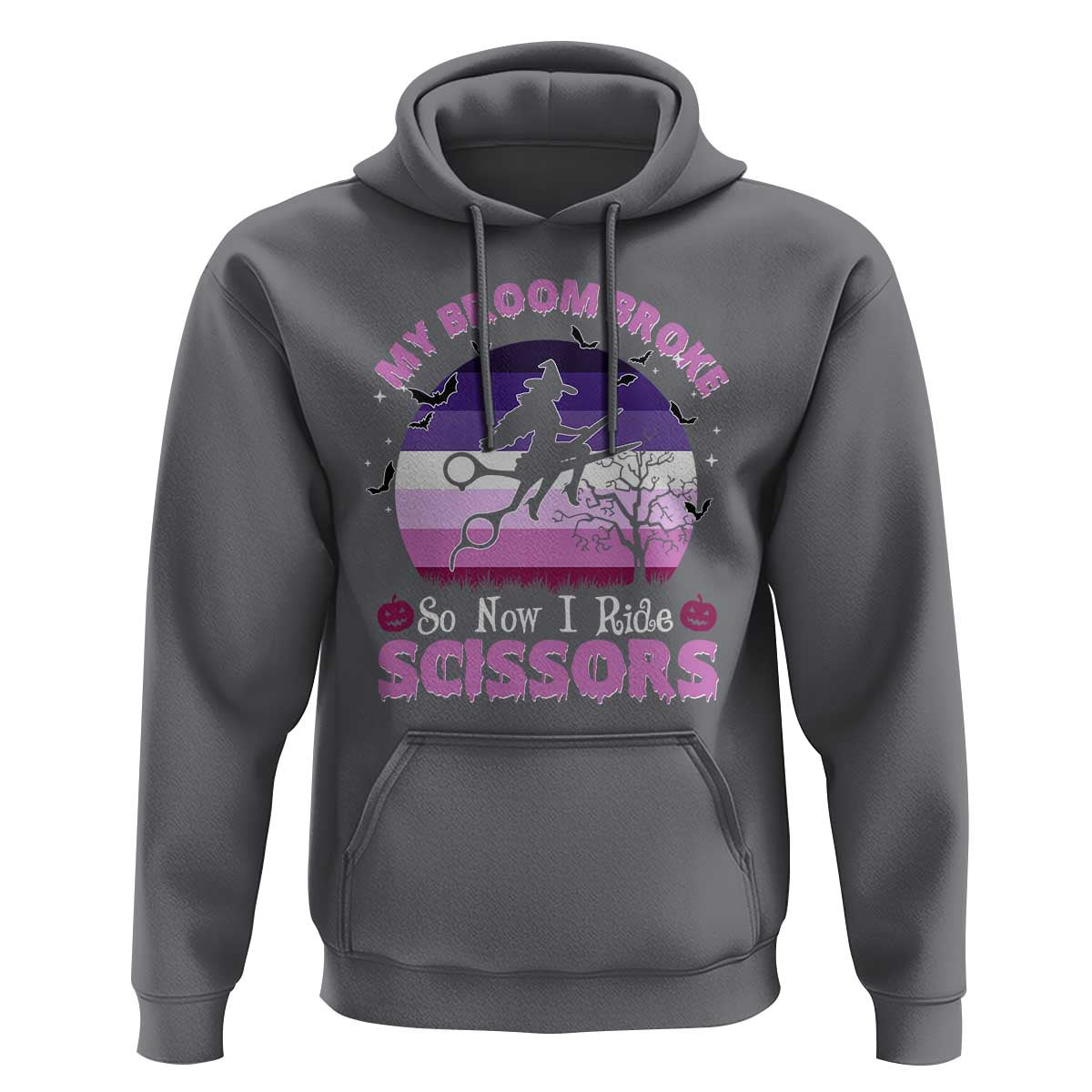Funny Lesbian Witch Halloween Hoodie My Broom Broke So Now I Ride Scissors - Wonder Print Shop