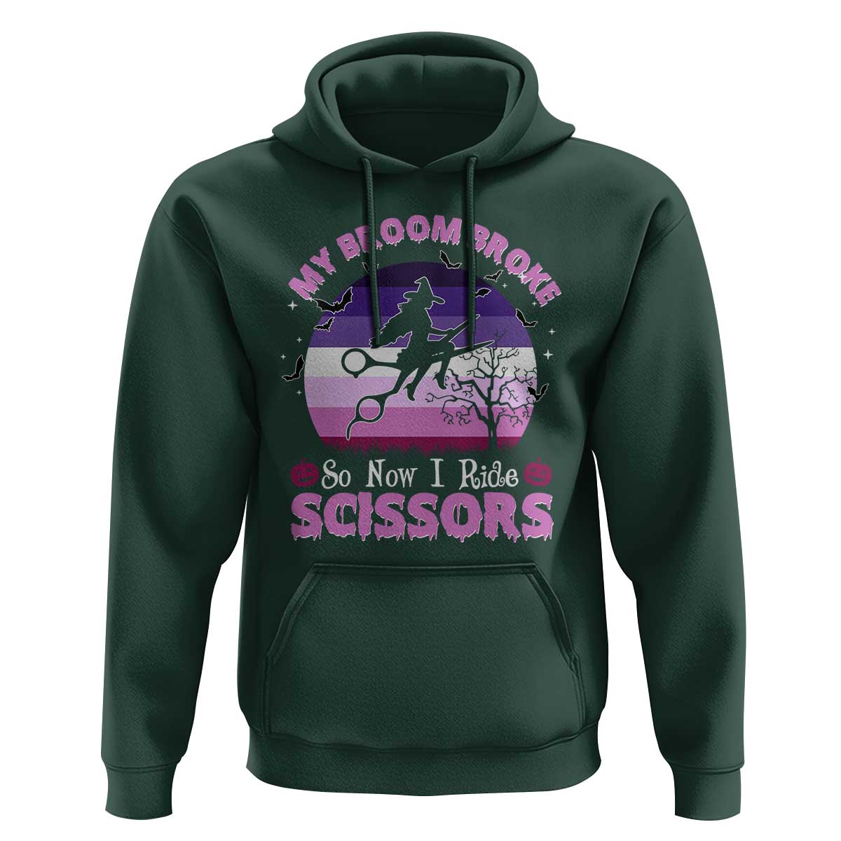 Funny Lesbian Witch Halloween Hoodie My Broom Broke So Now I Ride Scissors - Wonder Print Shop