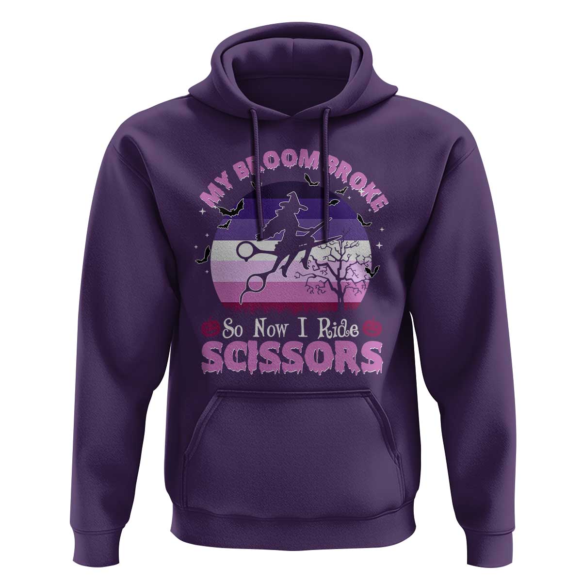 Funny Lesbian Witch Halloween Hoodie My Broom Broke So Now I Ride Scissors - Wonder Print Shop