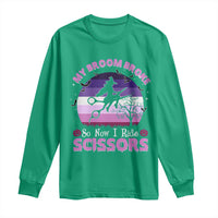 Funny Lesbian Witch Halloween Long Sleeve Shirt My Broom Broke So Now I Ride Scissors - Wonder Print Shop