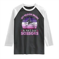 Funny Lesbian Witch Halloween Raglan Shirt My Broom Broke So Now I Ride Scissors - Wonder Print Shop