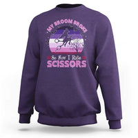 Funny Lesbian Witch Halloween Sweatshirt My Broom Broke So Now I Ride Scissors - Wonder Print Shop