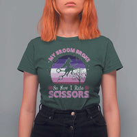 Funny Lesbian Witch Halloween T Shirt For Women My Broom Broke So Now I Ride Scissors - Wonder Print Shop