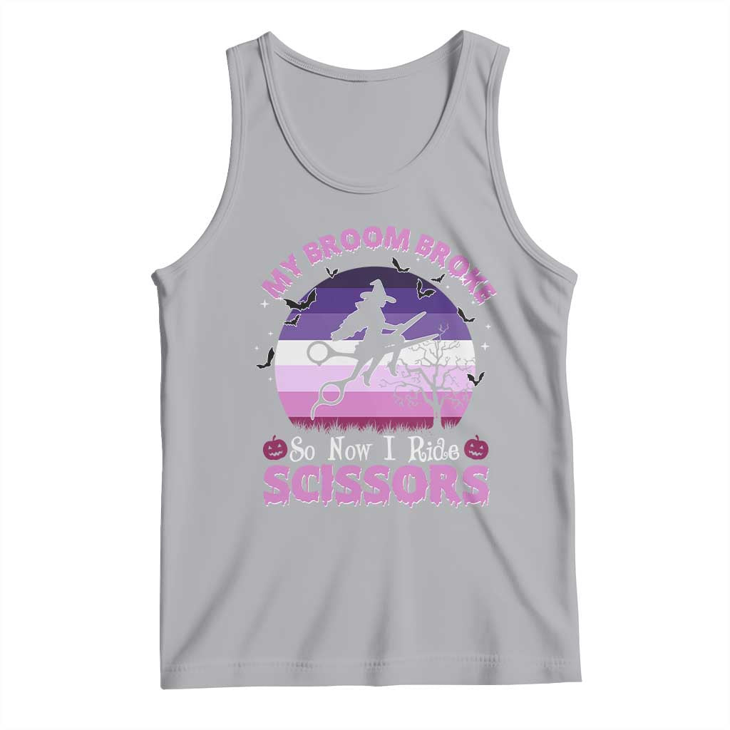 Funny Lesbian Witch Halloween Tank Top My Broom Broke So Now I Ride Scissors - Wonder Print Shop