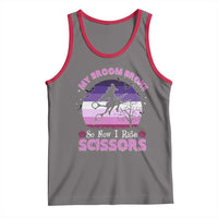 Funny Lesbian Witch Halloween Tank Top My Broom Broke So Now I Ride Scissors - Wonder Print Shop