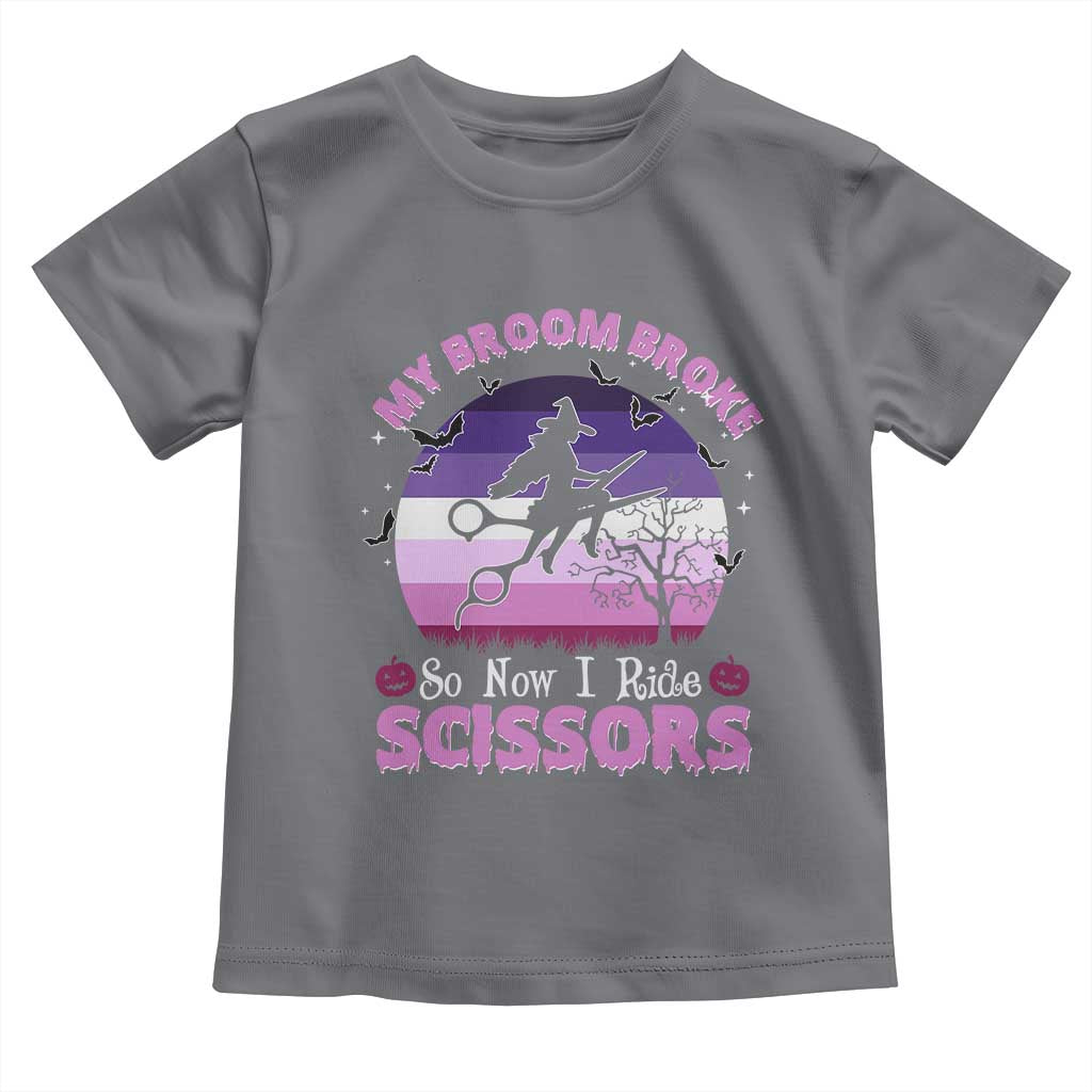 Funny Lesbian Witch Halloween Toddler T Shirt My Broom Broke So Now I Ride Scissors - Wonder Print Shop