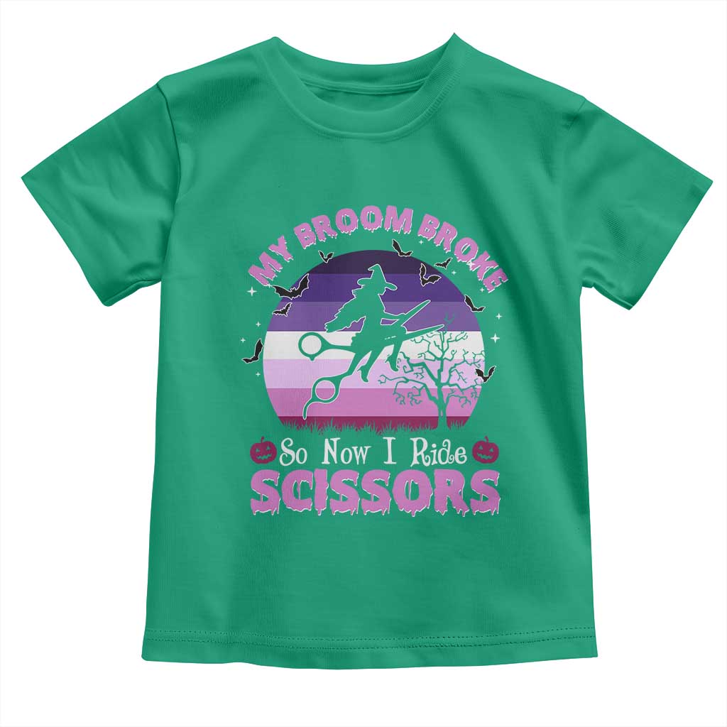 Funny Lesbian Witch Halloween Toddler T Shirt My Broom Broke So Now I Ride Scissors - Wonder Print Shop