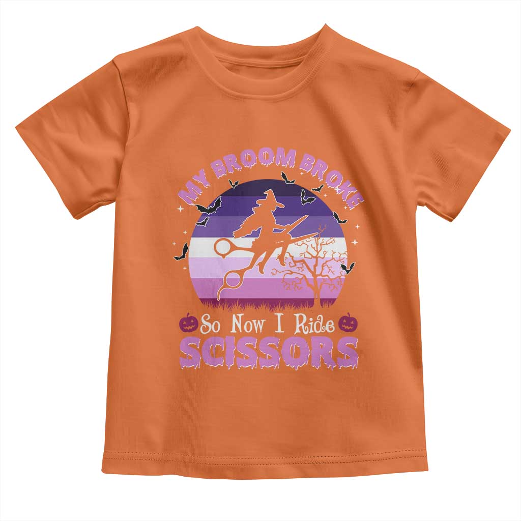 Funny Lesbian Witch Halloween Toddler T Shirt My Broom Broke So Now I Ride Scissors - Wonder Print Shop