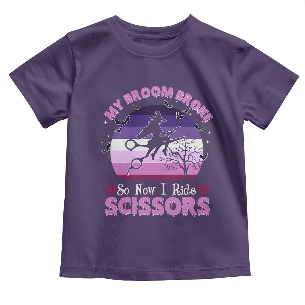 Funny Lesbian Witch Halloween Toddler T Shirt My Broom Broke So Now I Ride Scissors - Wonder Print Shop