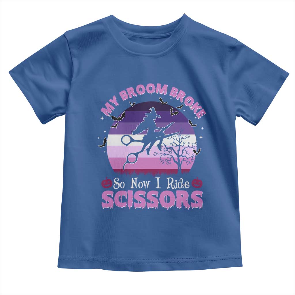 Funny Lesbian Witch Halloween Toddler T Shirt My Broom Broke So Now I Ride Scissors - Wonder Print Shop
