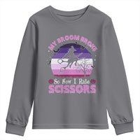 Funny Lesbian Witch Halloween Youth Sweatshirt My Broom Broke So Now I Ride Scissors - Wonder Print Shop