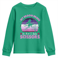 Funny Lesbian Witch Halloween Youth Sweatshirt My Broom Broke So Now I Ride Scissors - Wonder Print Shop