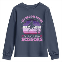 Funny Lesbian Witch Halloween Youth Sweatshirt My Broom Broke So Now I Ride Scissors - Wonder Print Shop