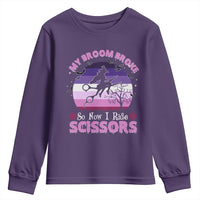 Funny Lesbian Witch Halloween Youth Sweatshirt My Broom Broke So Now I Ride Scissors - Wonder Print Shop