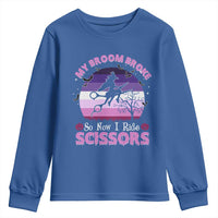 Funny Lesbian Witch Halloween Youth Sweatshirt My Broom Broke So Now I Ride Scissors - Wonder Print Shop