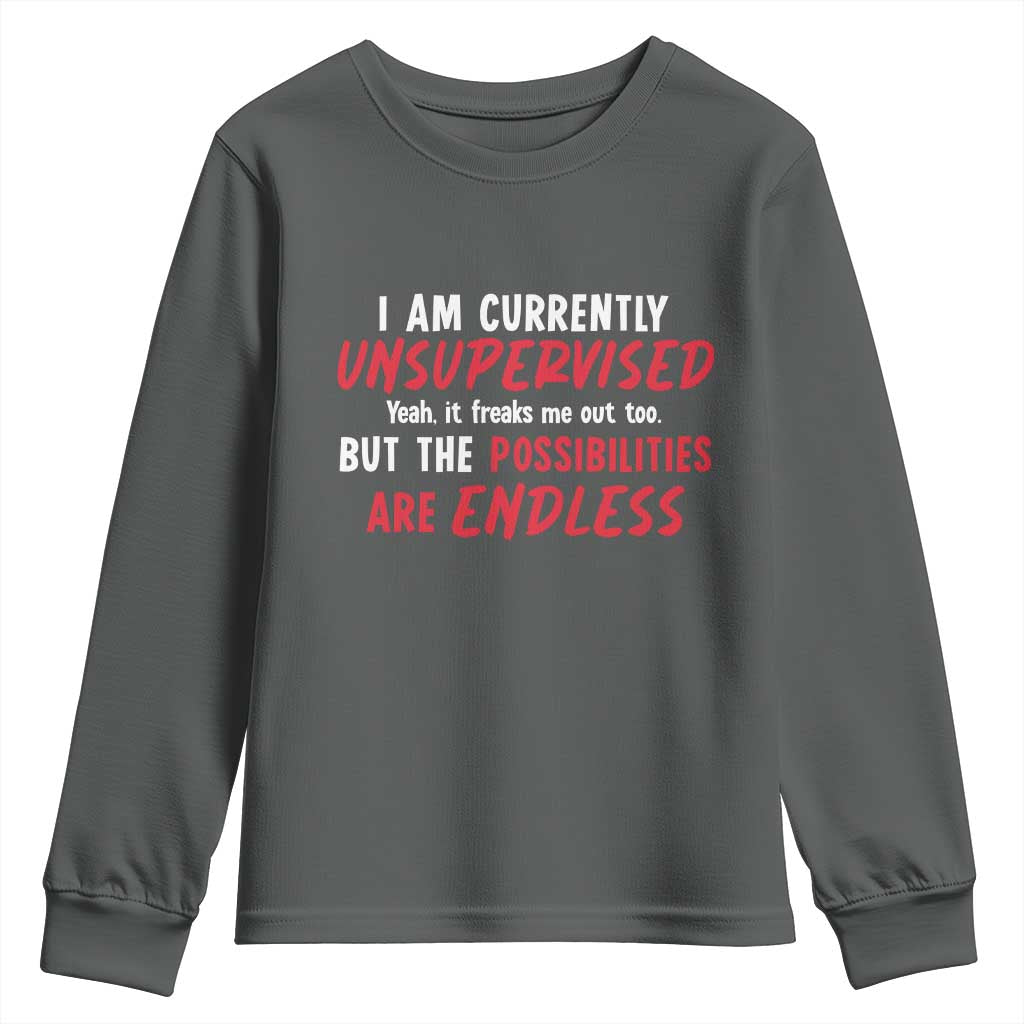 Funny I Am Currently Unsupervised But The Possibilities Are Endless Youth Sweatshirt
