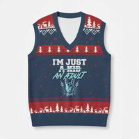 Funny Rock N Roll Lover V-Neck Knit Sweater Vest I Am Just A Kid Adulthood Saying - Wonder Print Shop