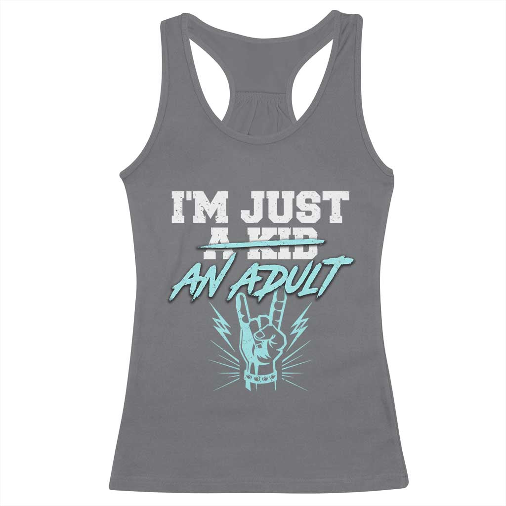 Funny Adulthood Saying Racerback Tank Top Rock N Roll Lover - Wonder Print Shop