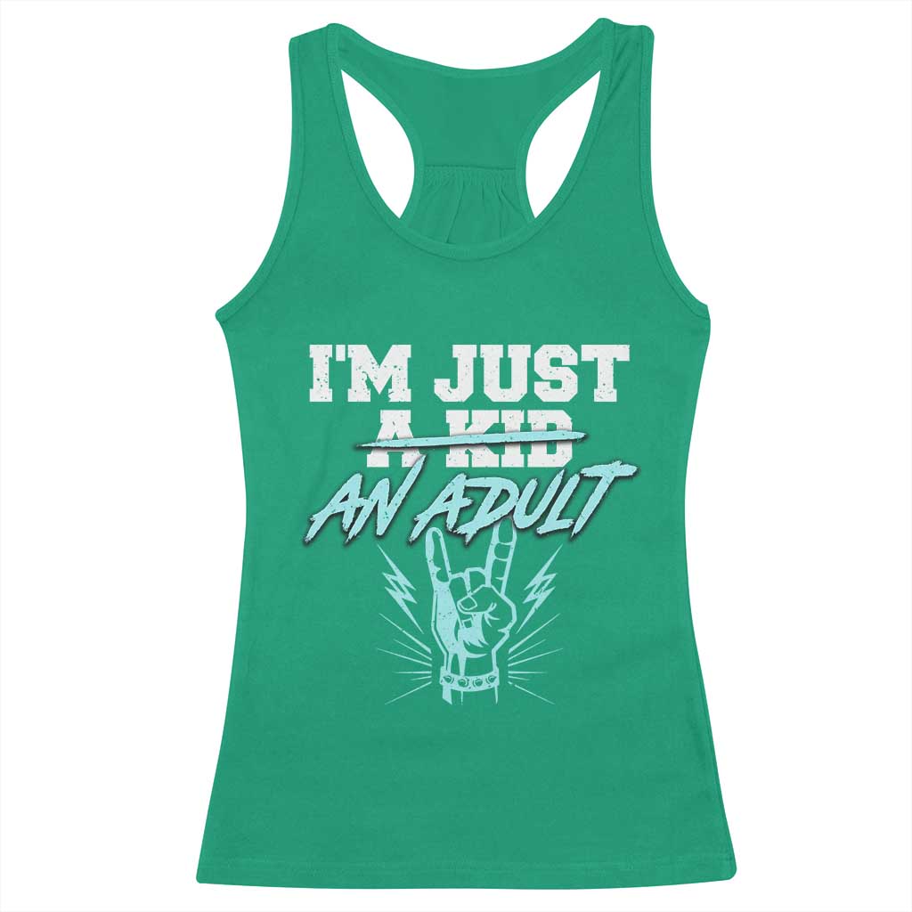Funny Adulthood Saying Racerback Tank Top Rock N Roll Lover - Wonder Print Shop