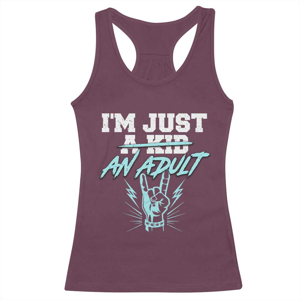 Funny Adulthood Saying Racerback Tank Top Rock N Roll Lover - Wonder Print Shop