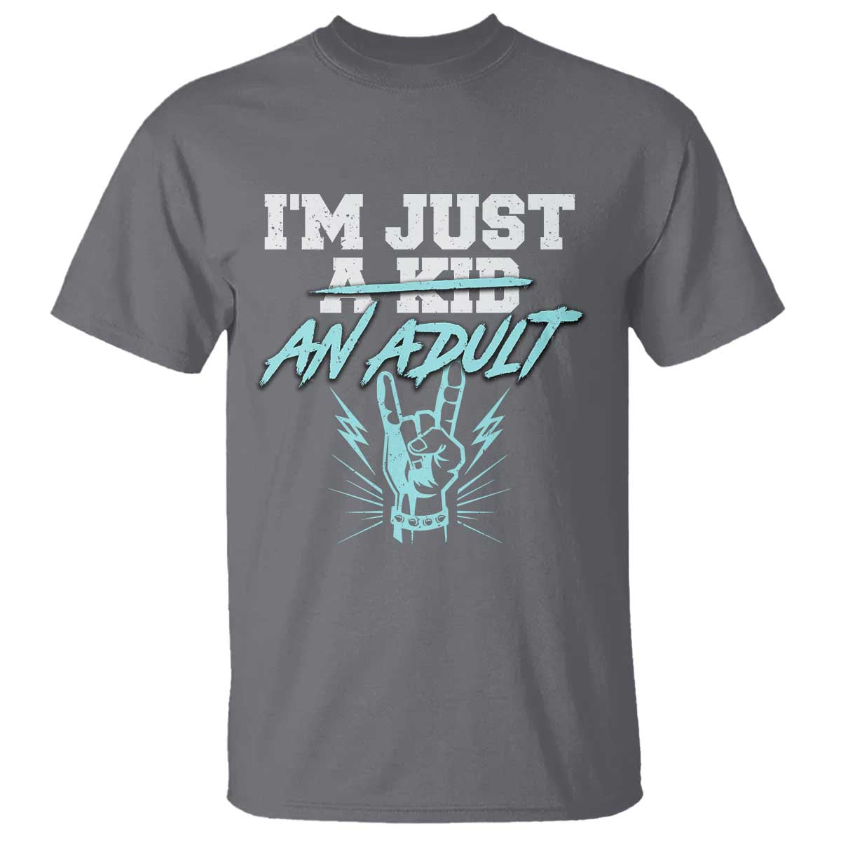 Funny Rock N Roll Lover T Shirt I Am Just A Kid Adulthood Saying - Wonder Print Shop